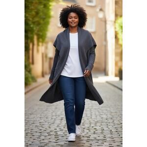 Barefoot Dreams Cozy Chic Lite Textured Shawl Cardigan Indigo 1X NWT